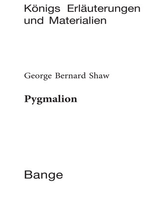 cover image of Pygmalion. Textanalyse und Interpretation.